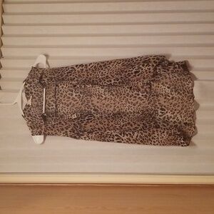 Girl’s cheetah button down sheer animal print see through top (S)